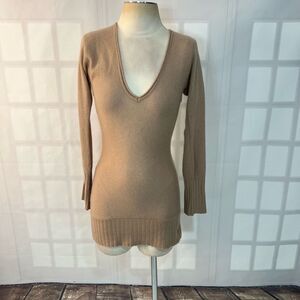 🔥🔥5 for $25🔥🔥 Cris Tan V-Neck Ribbed Knit Long Sleeve 100% Cashmere Sweater